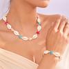 Bohemia Starfish Shell Zircon Set For Women Sand Beach Hand Woven Necklace Bracelet Female Party Banquet Zircon Accessories