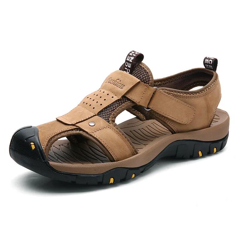 2025 New Summer Genuine Leather Men Sandals Men's Outdoor Casual Sandals Slippers Fashion Plus Size Men Walking Shoes Sneakers