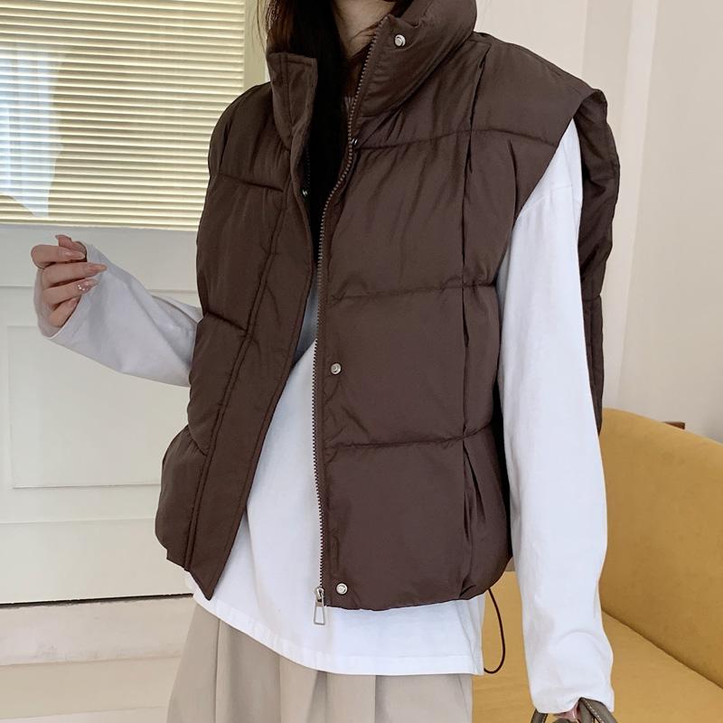 

Модные зимние женские жилеты со стойкой, толстая теплая парка без рукавов, женская свободная короткая верхняя одежда XL