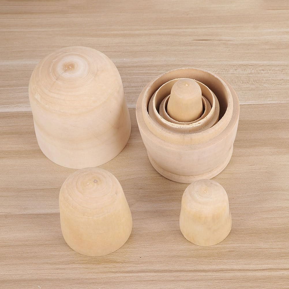 OSALADI Unpainted White Wood Matryoshka Set of Russian Traditional Craft Unfinished Nesting Wooden Dolls, 5, 110mm, Kit, Dolls, Kit, Ornament,