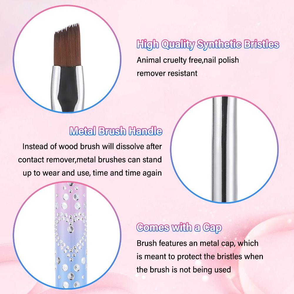 

3pcs Round&flat&Bevel Acetone Resistant Nail Brush For Cleaning Polish Mistakes on The Cuticles
