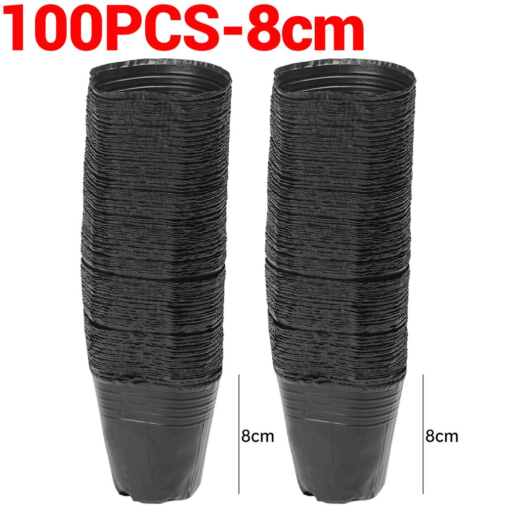 50/100PCS Plastic Black Seedling Nursery Pots Seed Grow Bags Flower Plant Breathable Container Garden Vegetable Planting Pots