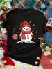 Casual Christmas Santa Claus T-Shirt for Women Loose Round Neck Short Sleeve Female T-shirt Tops Suitable for All Season