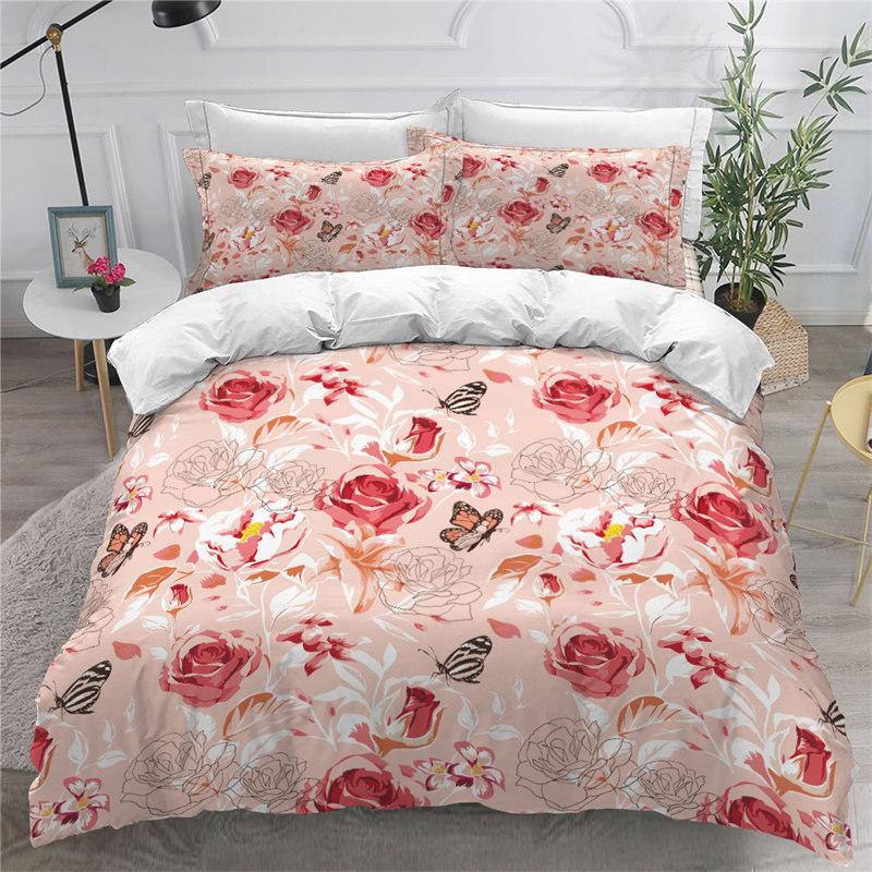 Colorful Butterfly And Floral Duvet Cover Set King Size Butterflies Theme Bedding Set For Kids Girls Comforter Cover Pillowcases