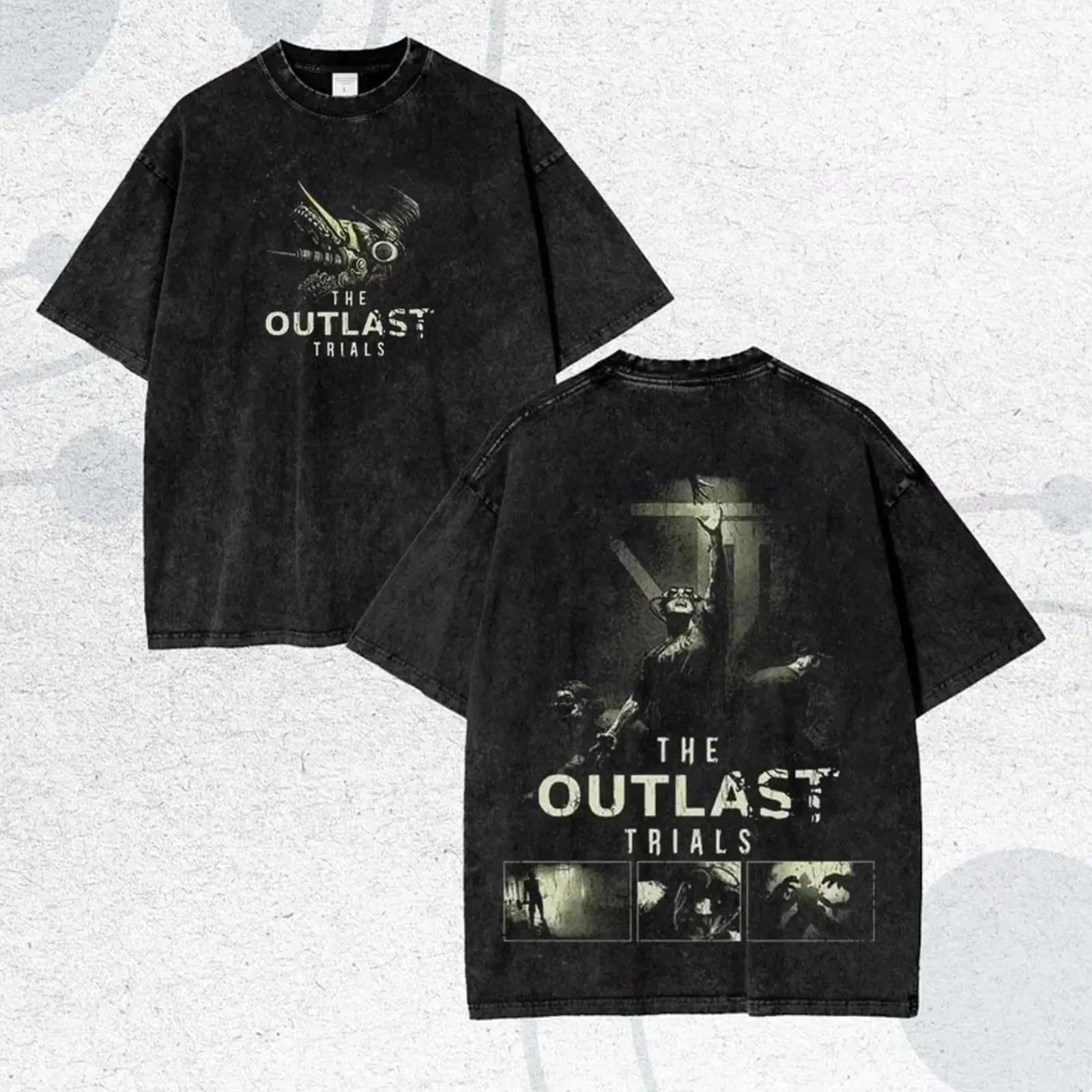 Outlast T-Shirt Video Game Tees Unisex Washed Cotton Tees The Outlast Trials XL