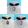 Gothic Black Velvet Necklace With Moon Pendant For Women And Men