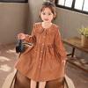 Süßes Cordkleid für Mädchen, lockeres langärmeliges Kleid für Kinder Frühling und Herbst