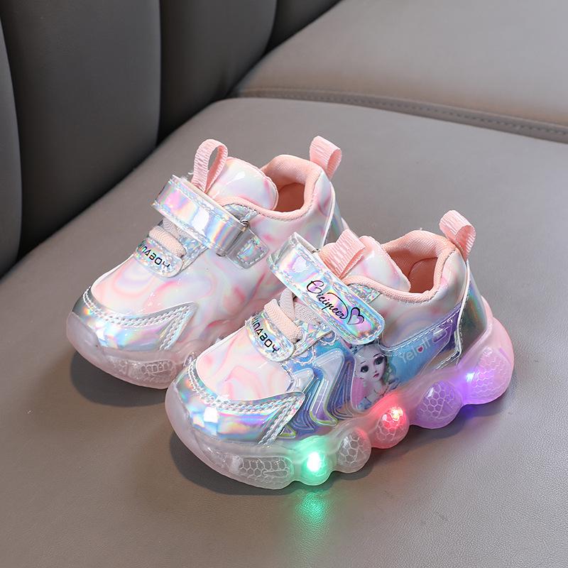 2024 New Arrival Light-Up Cartoon Shoes for Girls – Leather Sports Shoes for Toddlers & Kids