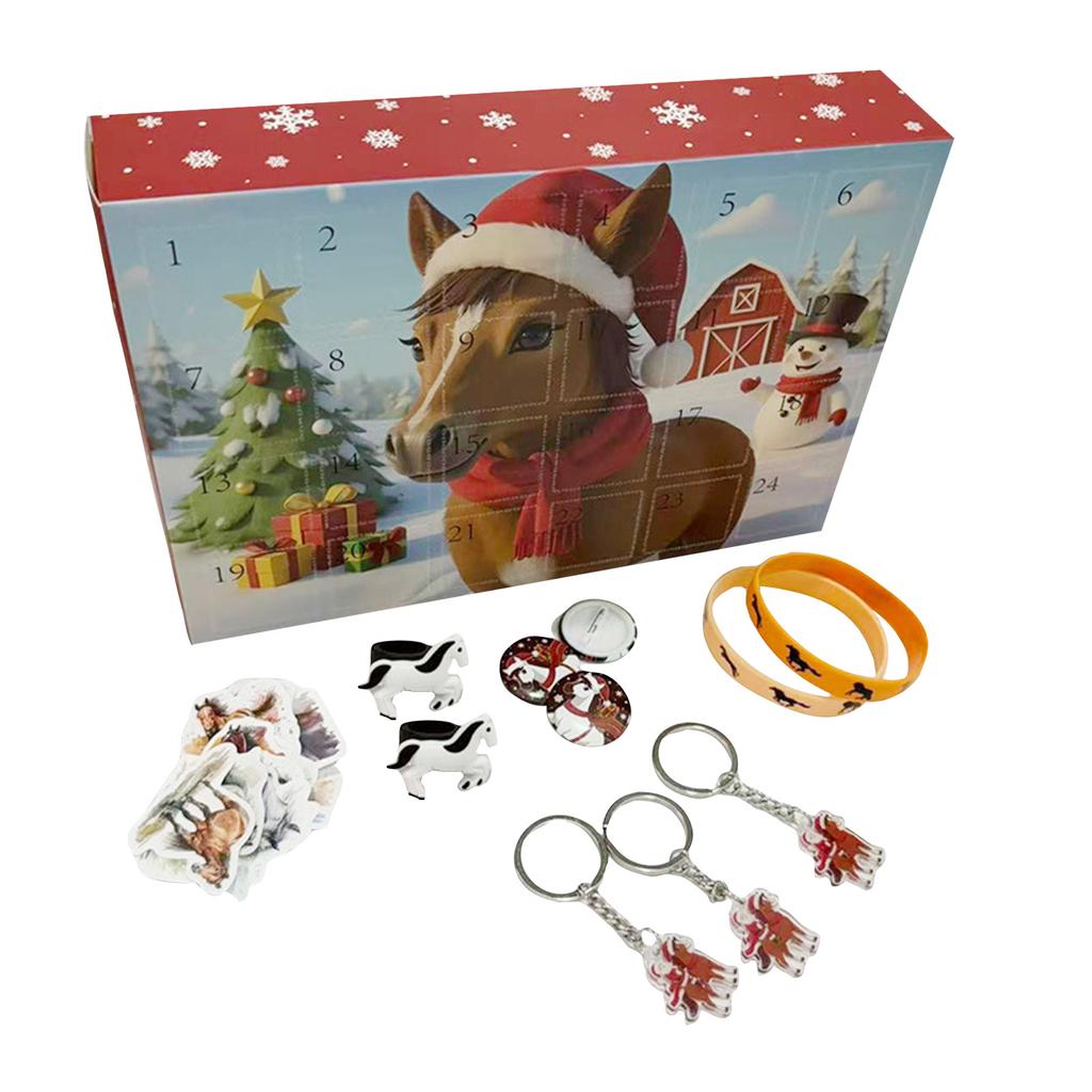Christmas Advent Calendar 24PCS 2D Pony Arrival Day Blind Box 24 Compartments Holiday Party Xmas Tree Decor Supplies 2025