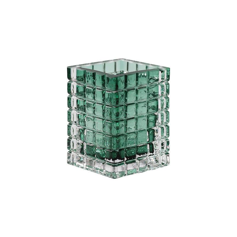 Luxury Geometric Lattice Hydroponic Transparent Glass Small Vase Living Room Household Soft Decoration Flower Ware Terrarium