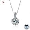 Colar redondo de moissanita VVS D de 1 quilate, pingente de diamante criado em laboratório, joia de prata esterlina S925, corrente de clavícula