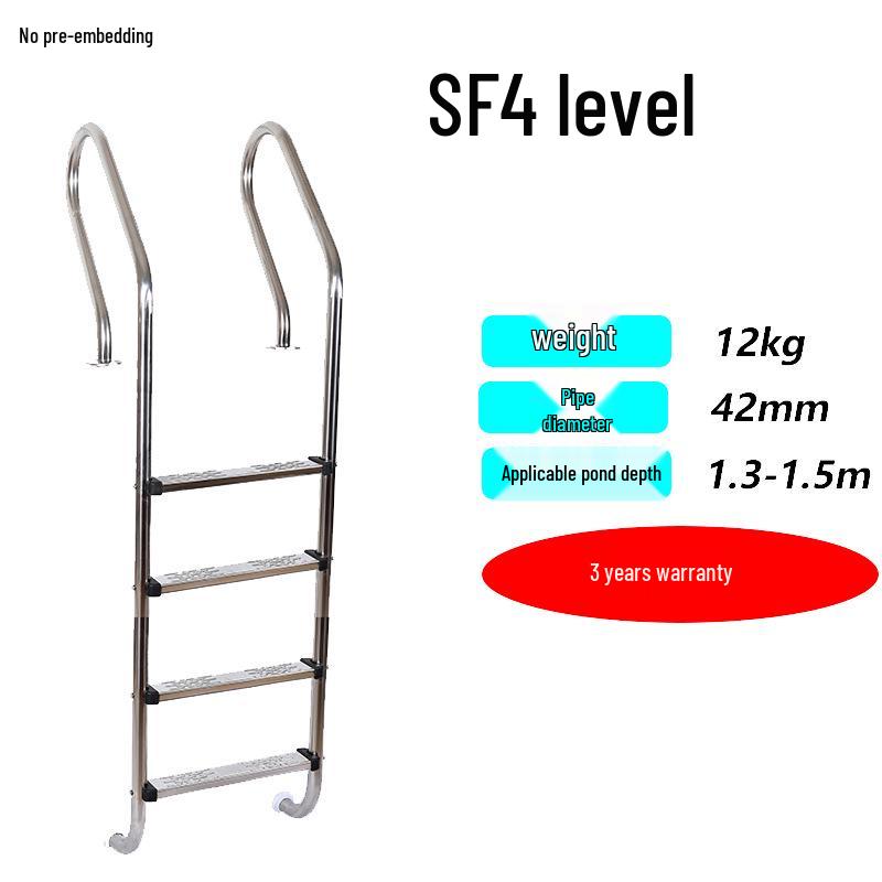 304 Stainless Steel Swimming Pool Ladder with Thickened Handrail and Pedal