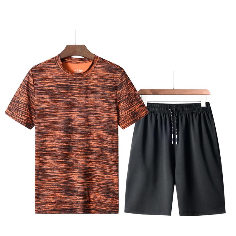 Terno esportivo de verão masculino tamanho grande manga curta + shorts conjunto de duas peças