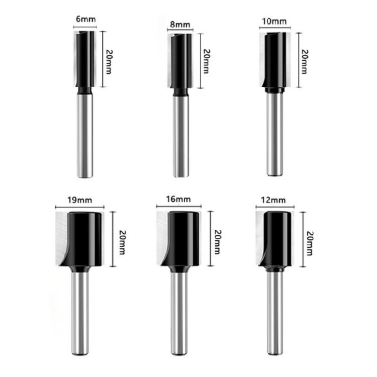 Professional Grades 6pc Alloy Milling Cutters Double Flutes Design Alloy Steel Construction Wood Router Bit Set Multiple Size