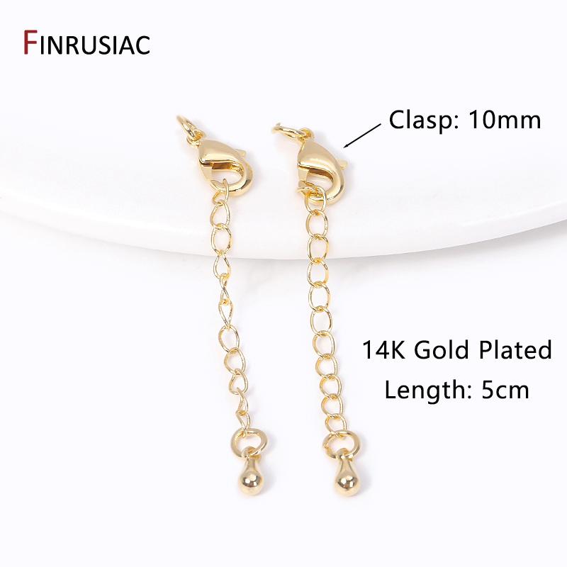 

14K Gold Plated Brass Extension Chain Tail Chain Lobster Clasp Extender Chains For Jewelry Making DIY Bracelet Necklace Findings 4pcs