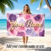 Floral Garden Theme Soft Beach Towel Personalized Custom Name Text Towel Portable for Beach Pool Travel