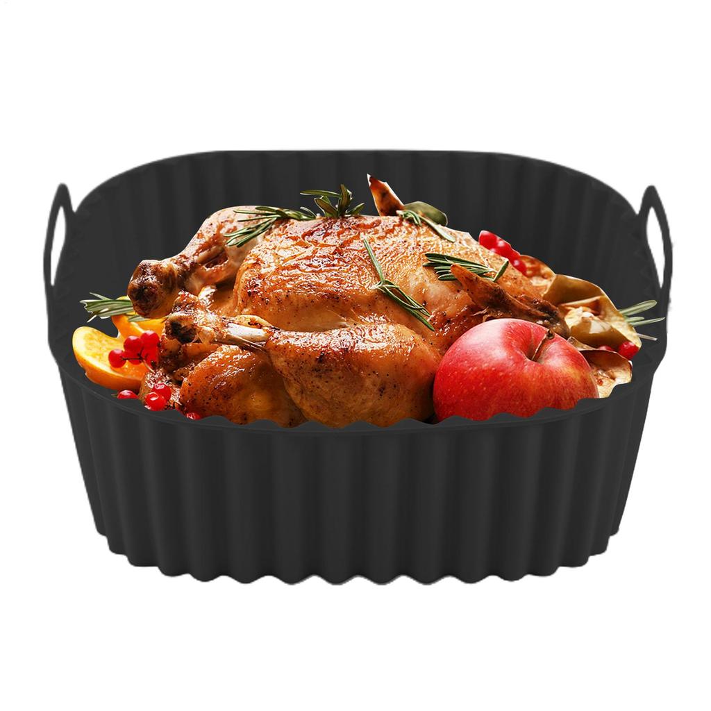 Reusable Air Fryer Liners Square Air Fryer Plate Kitchen Cookware Non-stick Baking Tray for Cooking Roasting Grilling Pizza Cake