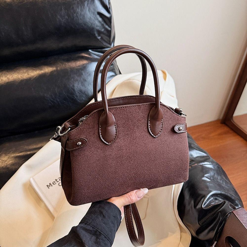 Shoulder Bag Suede Boston Shoulder Bag Handbag Solid Color Tote Bag Slouchy Hobo Bags Holiday