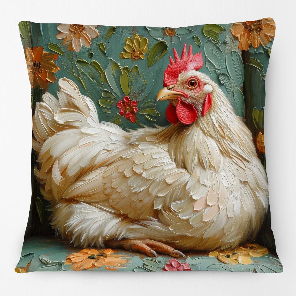 Animals On Vintage Sofa Cushion Cover Parrot Cockatoos Pig Goose Chicken Dog Painting Art Print Pillow Case