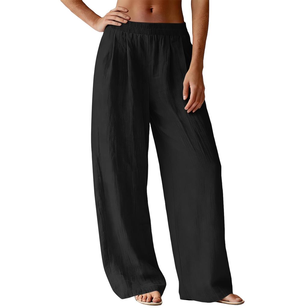 Pantaloni Larghi Dritti da Donna Pantaloni Lunghi Casual con Tasche