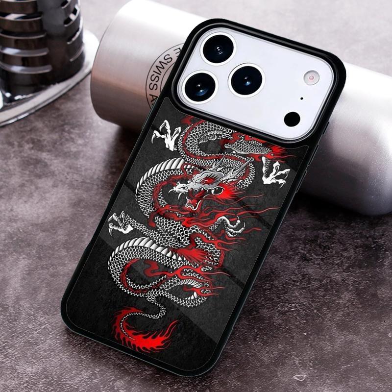 Red Dragon Soft Phone Case for iPhone 17 16 15 Pro Max Air 14 13 12 11 Plus Shockproof Capa Cover