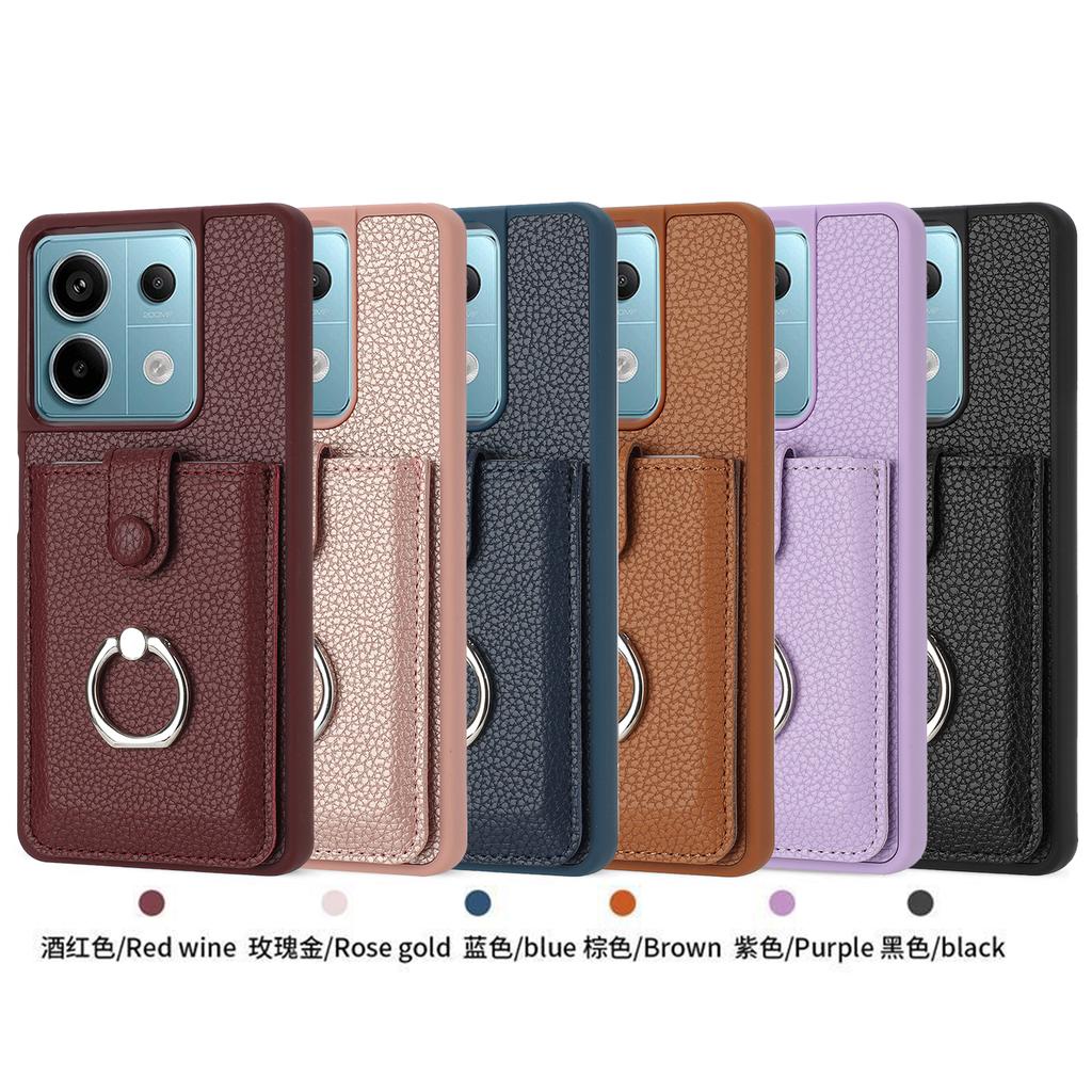 Ringhalter Geldbörsenhülle für Redmi Note 13 12 Pro 5G 11 11S 4G Poco M6 X6 Pro Leder Mit Kartenfächern lHalter Handyhülle Etui