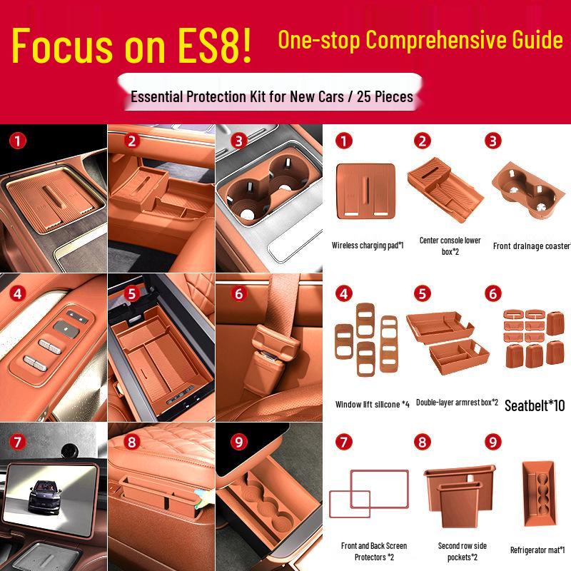 Compatible with 26 Nio ES8 Models: Center Console Armrest Storage Box for Car Interior Accessories.