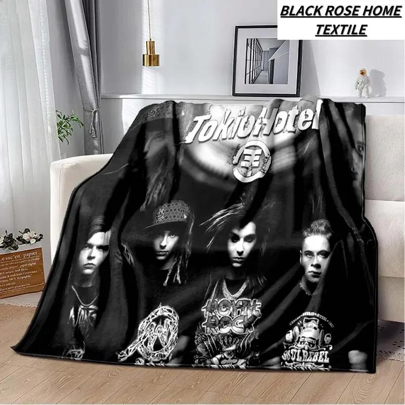 Coperta Artistica di Moda Tokio Hotel Rock Band Lenzuolo di Lusso per Camera da Letto Coperta Calda per Viaggi all'Aperto Campeggio Picnic Pausa Pranzo