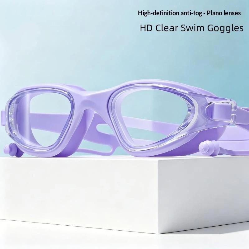 Adult Swimming Goggles Anti Fog HD Waterproof Oversized Frame Adjustable Strap for Men Women Beach Swim