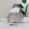 Cotton Stripe Napkin Holder Exquisite Tissue Storage Box Home Use Drawstring Tissue Bag  Kitchen