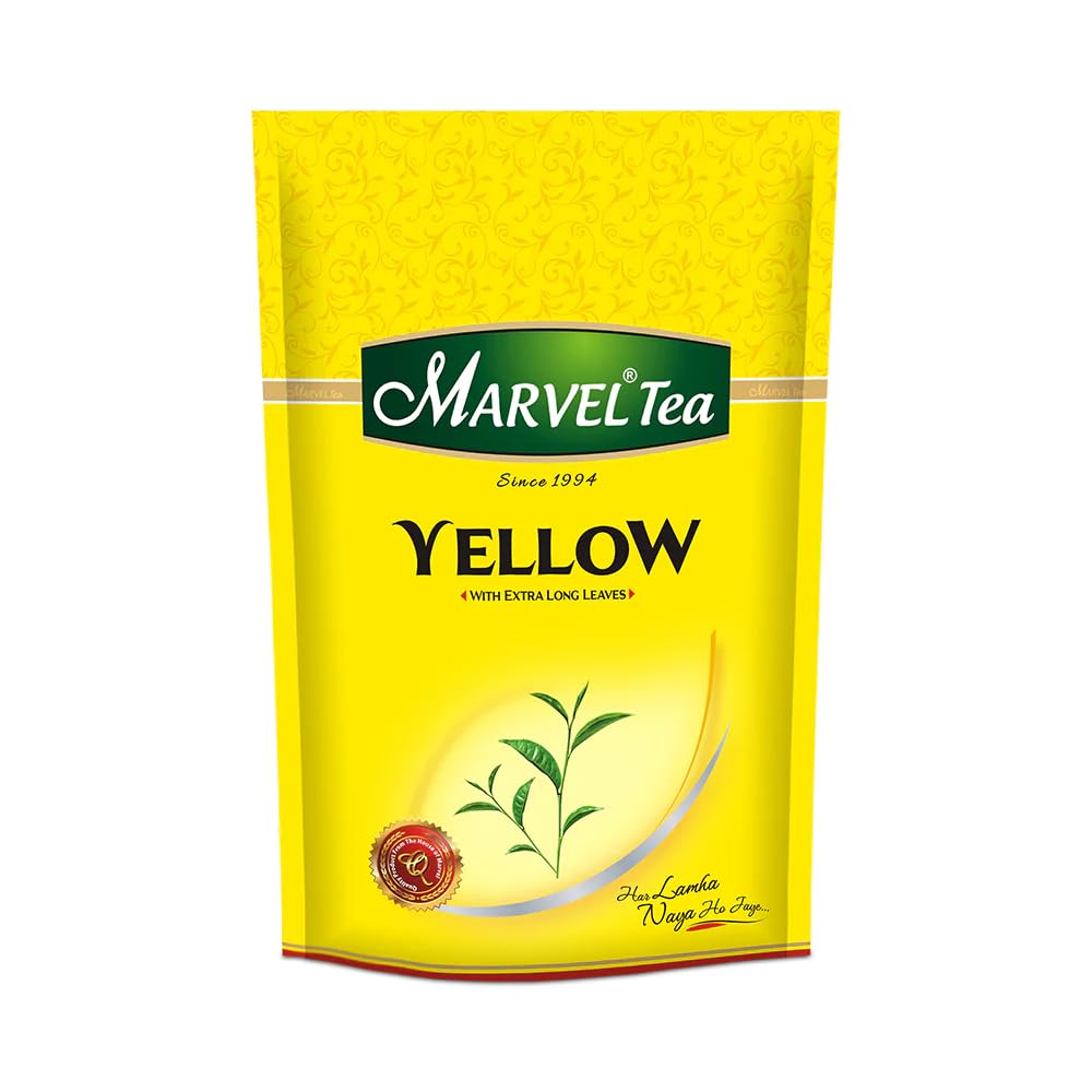Marvel Tea Yellow Tea 1 KG with Extra Long Leaves, Handpicked Strong Chai From Assam & Darjeeling, Refreshing Aroma & Rich Taste - Black Te