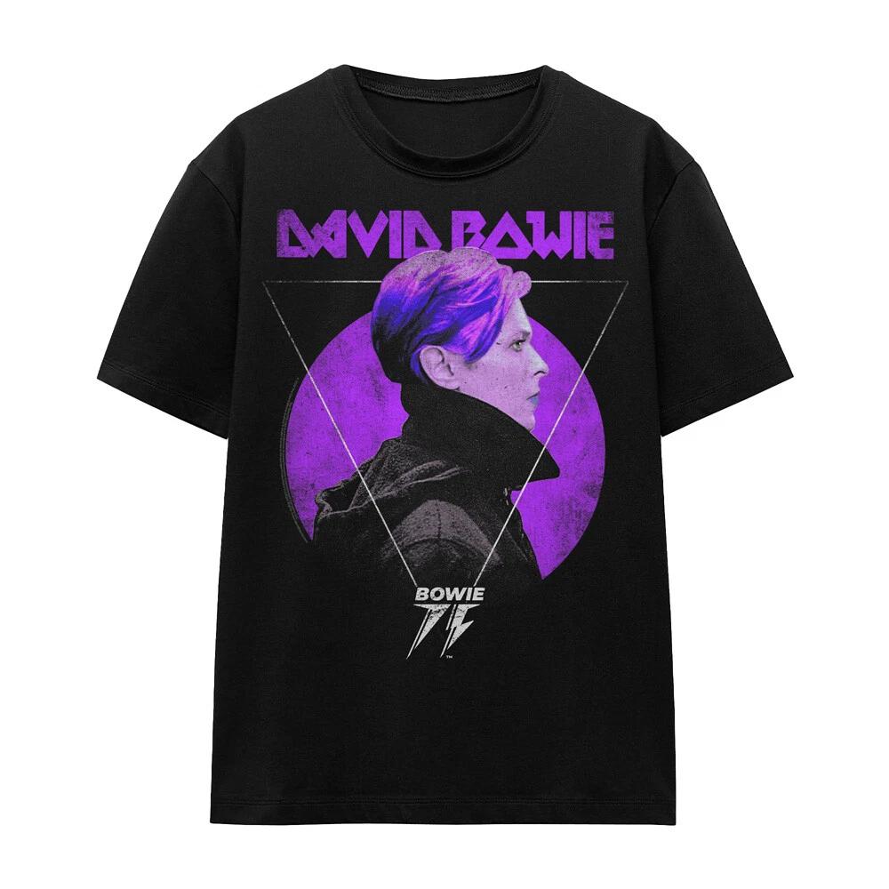 

David Bowie Side Profile 75 Logo Ladies 100% Cotton T-shirt Mens Tees Top S-2XL, Black M