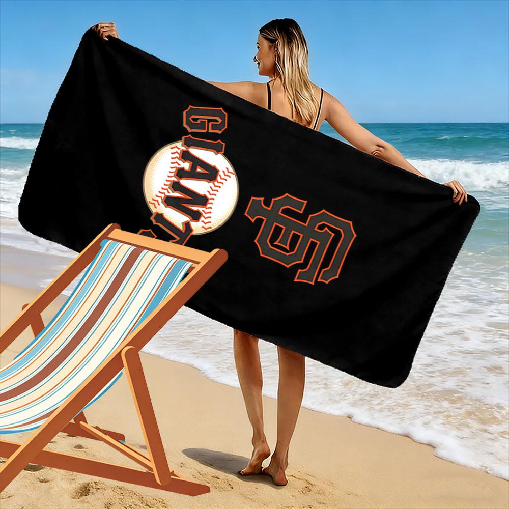 "SF Giants Logo with Baseball Design" Patterned beach towel quick dry perfect for travel outdoor sports jogging the beach and swimming
