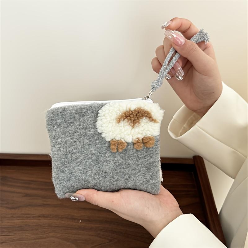 

Cute Small Sheep Plush Cosmetic Bag Makeup Organizer Lambswool Pouch Pencil Case Bags Travel Coin Purse Household Storage