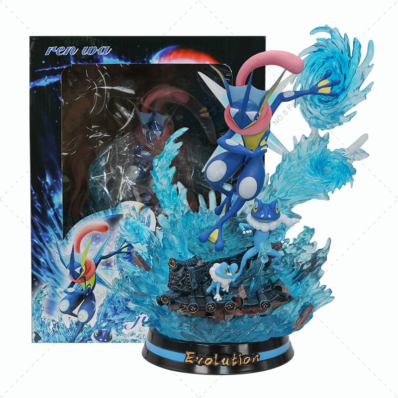 Anime Special Effects Figure Mega Charizard XY Greninja Gengar Mewtwo Three Form Evolution Led Light PVC Model Toys