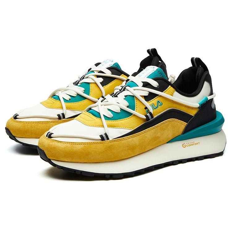 FILA Fusion Jogger DX Fashion Comfortable Fabric Synthetic Leather Low Top Running Shoes Men sneaker Lime Coffee Orange T12M111108FLW