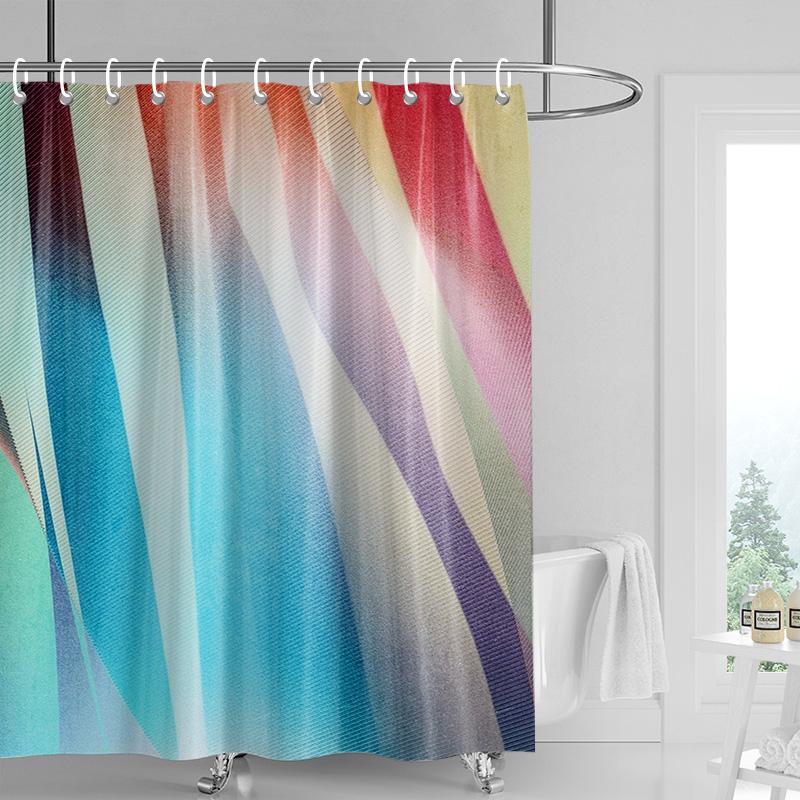 

Abstract Geometric Shower Curtain - Black & White with Gold Accents, Waterproof with Grommets, Modern Art Bathroom Decor 90x180cm