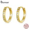 BAMOER Gold Hoop Earrings for Women 925 Silver Minimalist Simple Circle Earing Real Silver Korean Fashion Jewelry