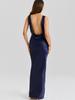 Haute Couture Elegant Satin Drape Neck Backless Dress