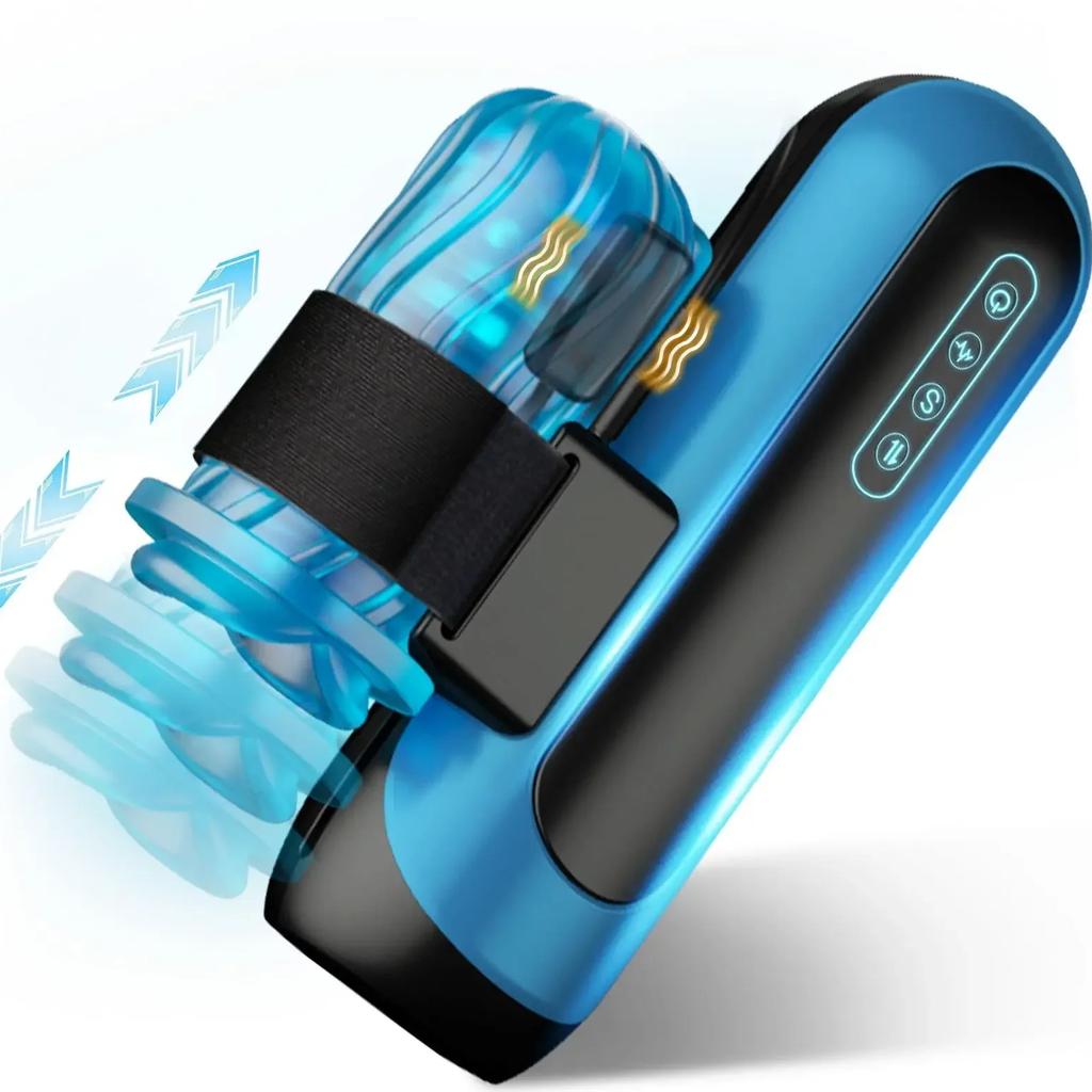 2025 New Automatic Male Masturbator Interchangeable Pocket Pussy Blowjob Vibrator with 6 Types of Piston and 5 Speed Modes Adult Sex Toys