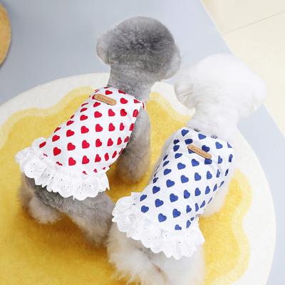 2023 Spring and Summer Fashion Pet Clothes Dog Skirt Teddy Schnauzer Small Dog Love Skirt Factory Wholesale  Cat Clothes   Ropa