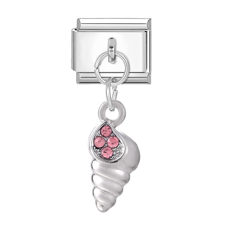 Zircon Turtle Starfish Conch Fishtail Cherry Pendant Italian Charm Links Fit 9MM Stainless Steel Bracelet Women DIY Making Gifts