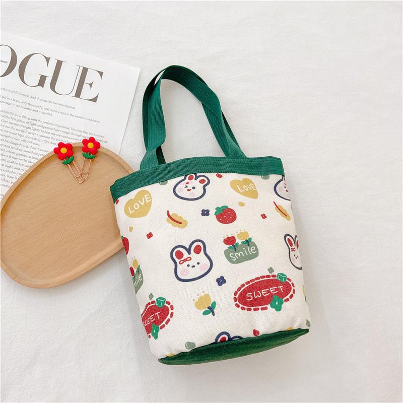 Childrens Canvas Bag With Cartoon Tiger Pattern And Single Shoulder Strap For School