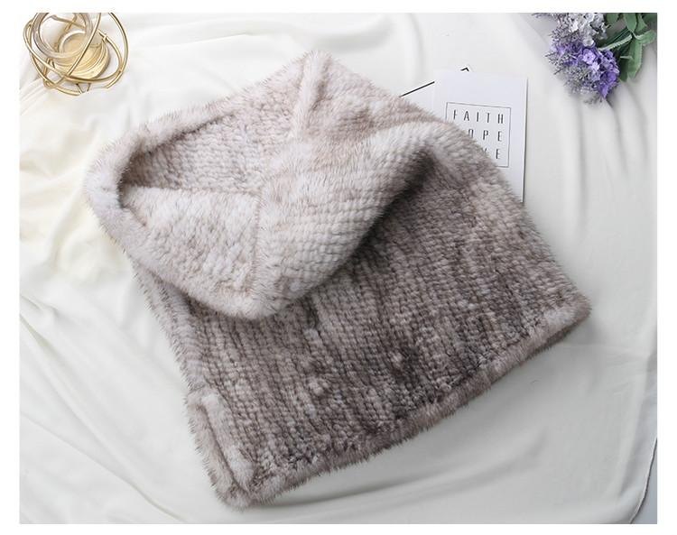 MWFur Fashion Mink Fur Warp Winter Fashion Shawl Hand Knit Luxury Mink Fur Scarf Wrap Collar Shawl Shrug