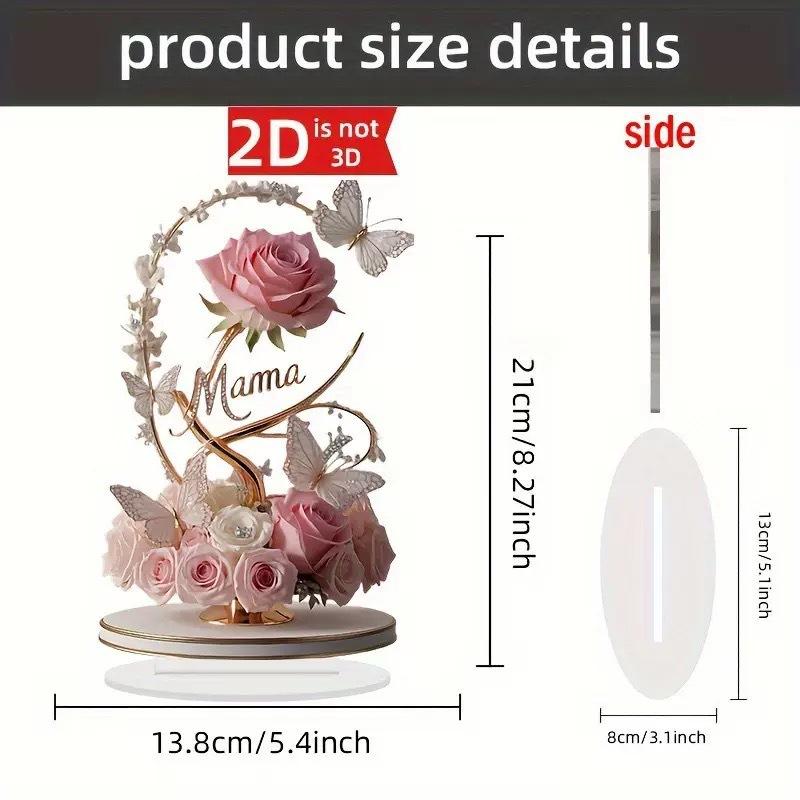 Ornament Acrilic 2D Model Trandafir Roșu Trandafiri Mamă Plat Elegant Decor Birou Filial Pentru Mamă Cadouri Un Cadou pentru O Prietenă