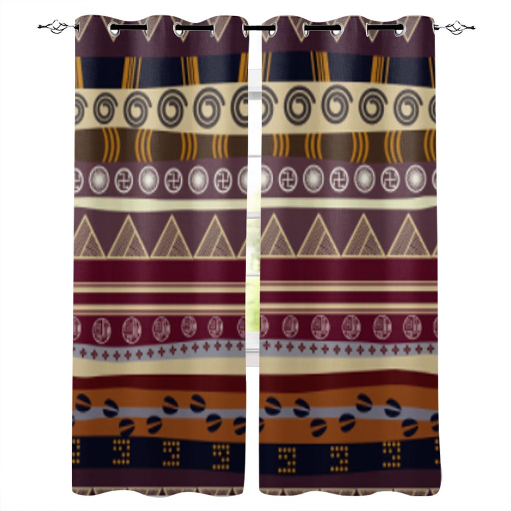 Ethnic Tribal Geometric Pattern Window Curtain For Living Room Bedroom Luxury Home Kitchen Decor Items Curtains