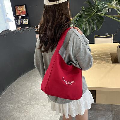 Fashion Lazy Wind Women's Bag Large Capacity Casual Women's Light Messenger Bag Canvas Commuter Shoulder Tote Bag