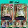 Comfortable Womens V Neck Short Sleeve Blouse Casual Floral Print T-shirt Tunic Tops
