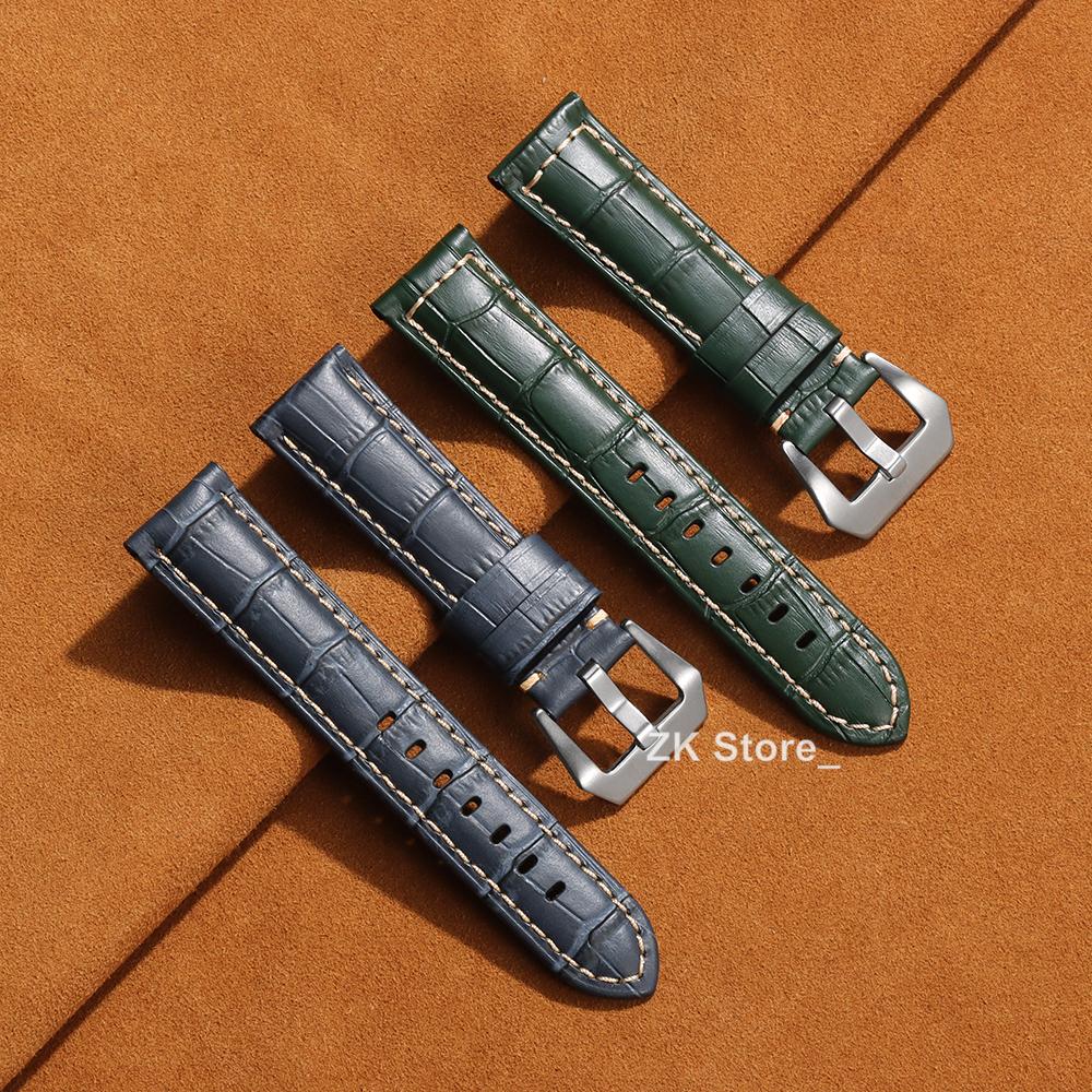High Quality Genuine Leather Watch Strap 20mm 22mm 24mm 26mm Men Watchband Black Brown Blue Cowhide Leather Wristband Matte Belt