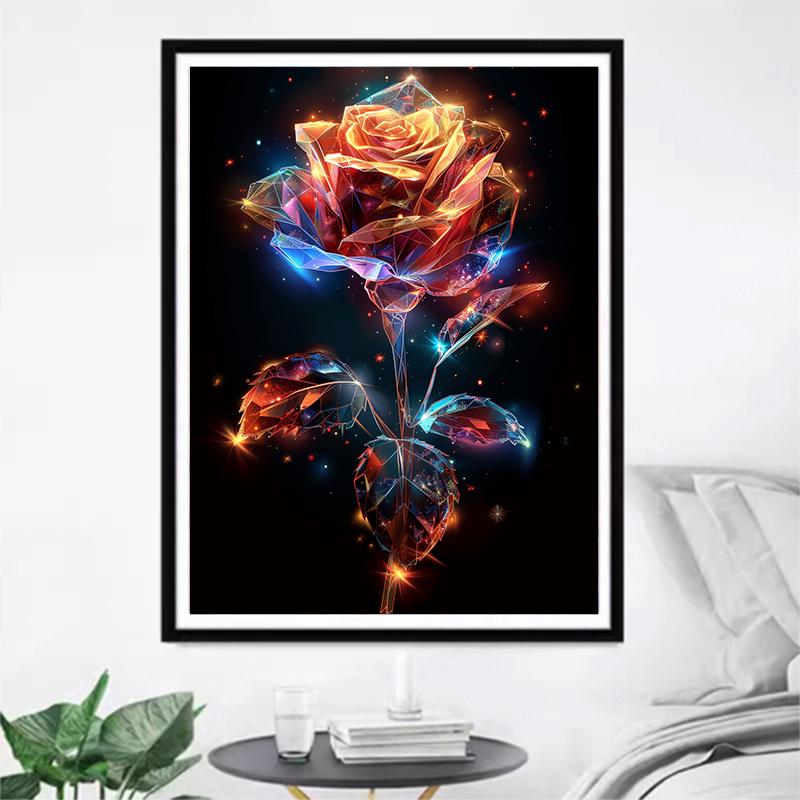 5d DIY Diamond Painting Cross Stitch Colorful Crystal Rose Flower Diamond Embroidery Mosaic Full Round Drill Home Decor Arts
